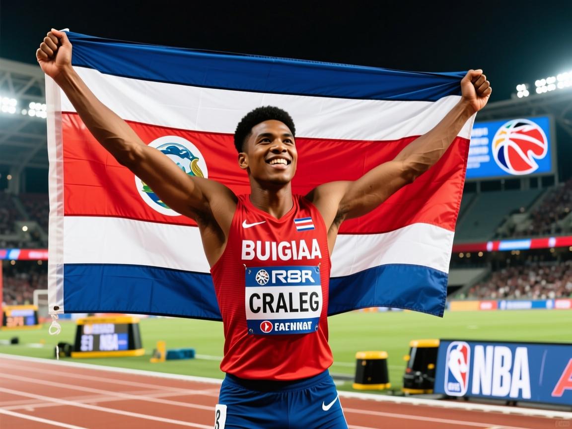 哥斯达黎加田径选手高举大旗  第2张