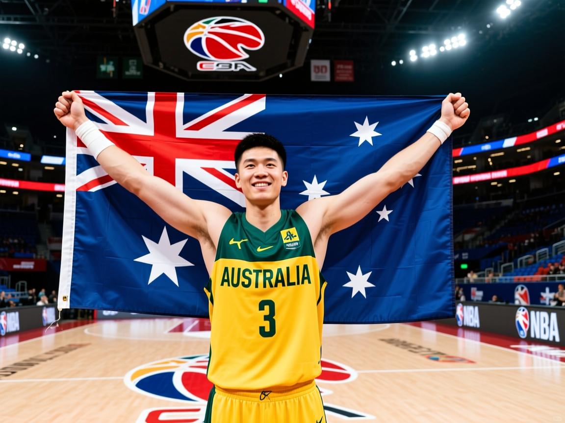 澳大利亚选手获得第一名，赛场上飘扬国旗